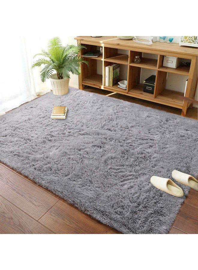 Merelax Soft Modern Indoor Large Shaggy Rug for Bedroom Livingroom Dorm Kids Room Home Decorative, Non-Slip Plush Fluffy Furry Fur Area Rugs Comfy Nursery Accent Floor Carpet 5 X 8 Feet, Grey - Image 2
